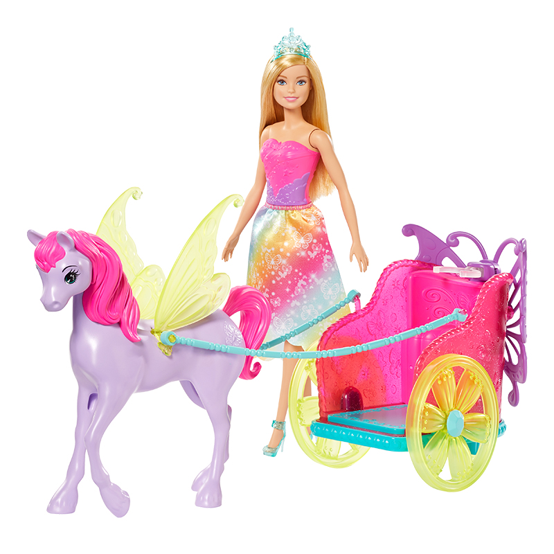 芭比(Barbie) 儿童玩具女孩礼物过家家玩具娃娃玩具小公主洋娃娃换装娃娃-芭比娃娃公主与梦幻马车GJK53
