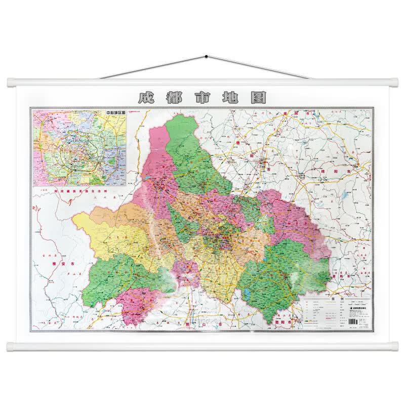 【急】2021全新版成都市地图挂图 约1.1*0.8米 成都市全图 双面覆膜挂杆地图 行政区划交通信息