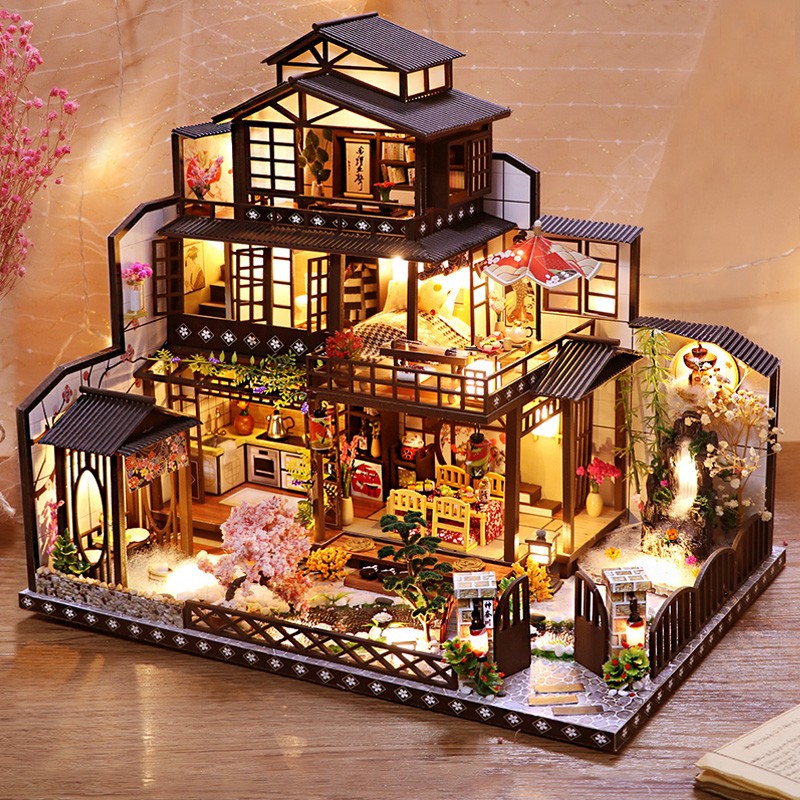 我の屋日式DIY小屋古都望月手工制作房子别墅拼图八音盒玩具情人节礼物