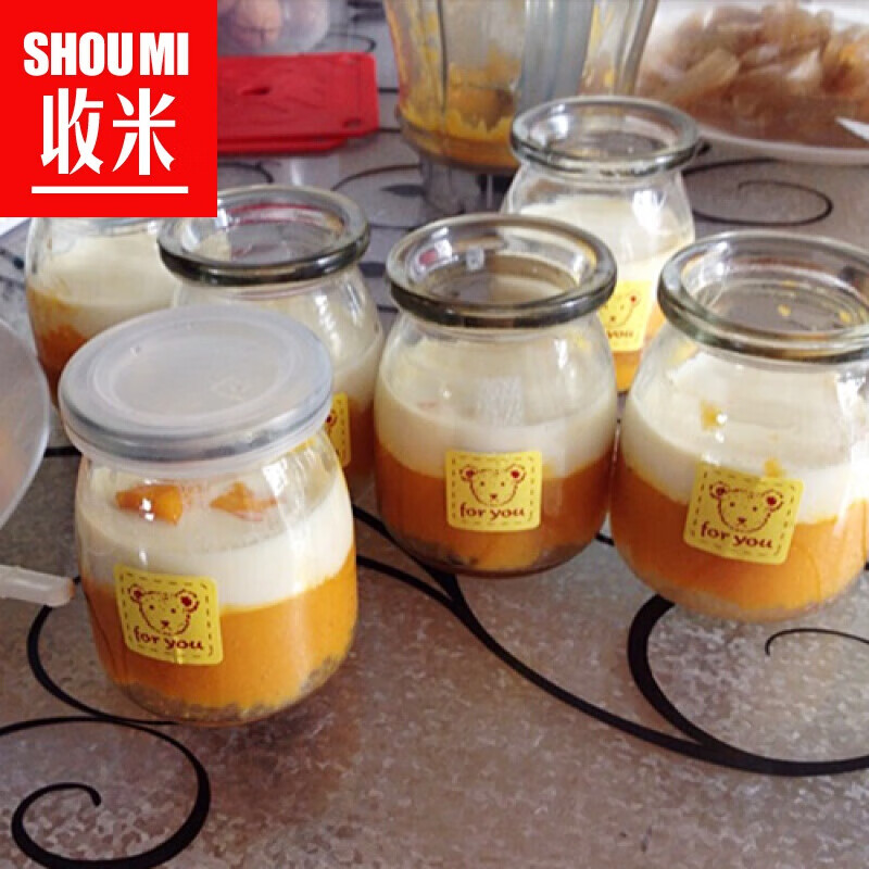 旭豹加厚大口径200毫升布丁瓶耐高温酸奶瓶果冻杯慕斯杯带盖玻璃 大布丁【200毫升六只】