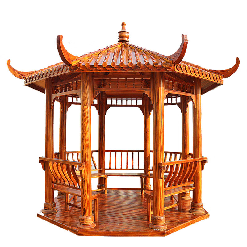 亭实木亭子庭院双层八角古建凉亭秀美乡村木亭子 复古八角实木凉亭
