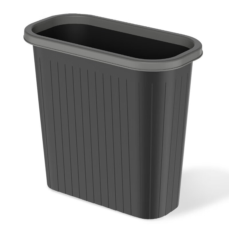 本迪11L压圈垃圾桶塑料垃圾篓家用厨房卫生间办公加厚纸篓窄缝 11L黑色