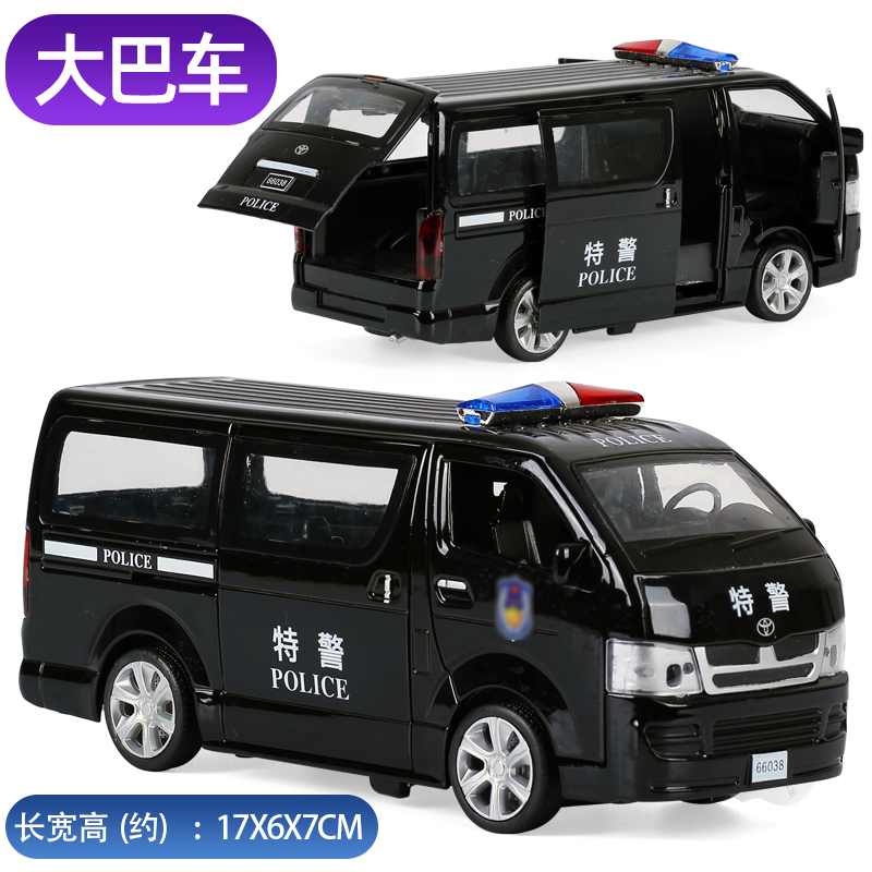 江铃特顺合金汽车模型全顺面包车救护车回力车 黑色 丰田海狮黑警车