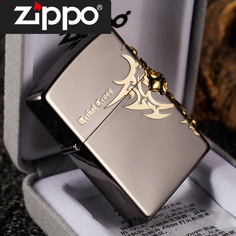 zippo美国原装zippo煤油打火机防风侧面限量镶钻圣天使十字架 侧面