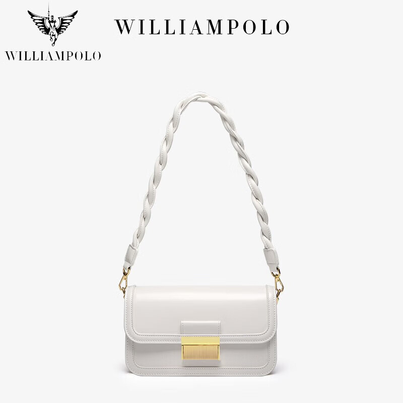 williampolo英皇保罗女包真皮小方包新款质感编织ins手包牛皮女包