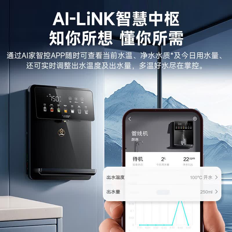 史密斯(A.O.SMITH)家用净水器伴侣全通量适配速热壁挂式直饮加热一体机饮水机即热即饮管线机APM-HC1 净水好搭档 冷热同时享 7档精准控温 5档定量取水