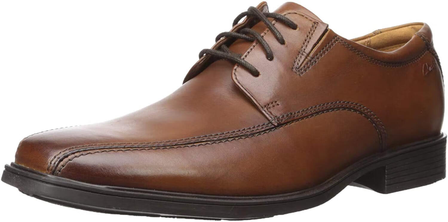 Clarks 其乐男鞋Tilden Walk牛津鞋 休闲鞋舒适百搭皮革系带皮鞋男 Dark Tan Leather 41.5 (8.5 US)  宽版
