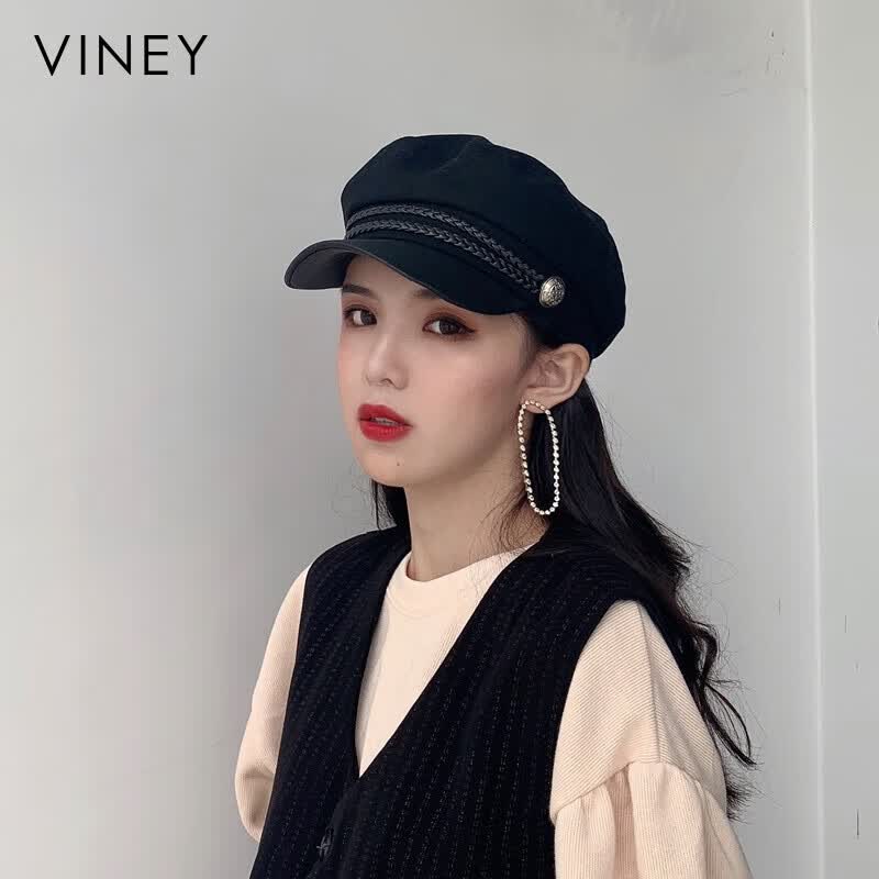 viney贝雷帽女秋冬季八角帽报童帽女士蓓蕾帽显脸小画家帽前进帽子女怎么看?