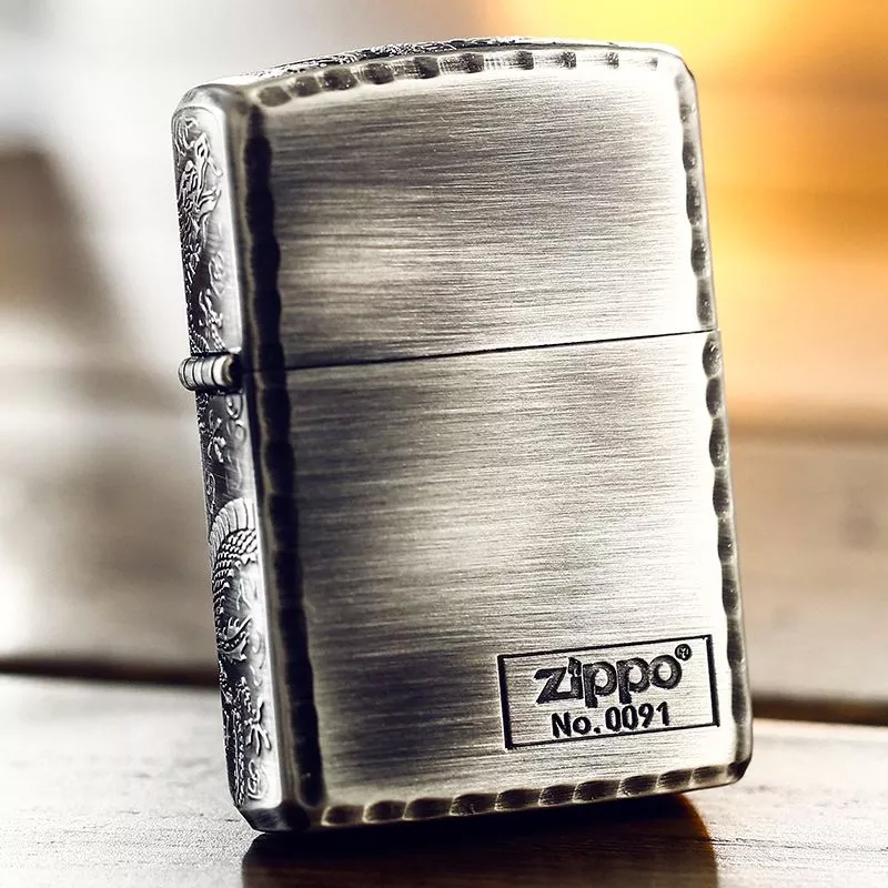 zippo之宝原装打火机 仿古铜三面雕刻 3-31c盘龙波纹立体纹龙 单机