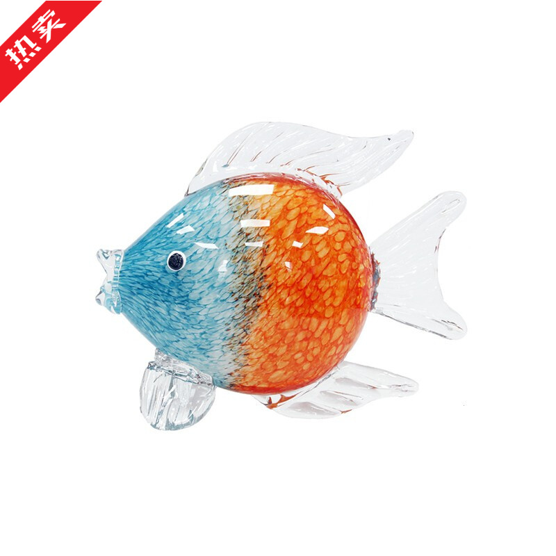 柏梵(bofan)创意轻奢琉璃亲嘴鱼情侣鱼摆件家居客厅酒柜软装玄关电视