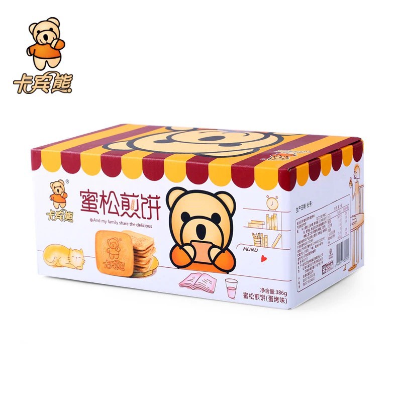 卡宾熊活动1蜜松煎饼386g小熊饼干休闲零食饼薄脆饼干蜜松鸡蛋煎饼整箱