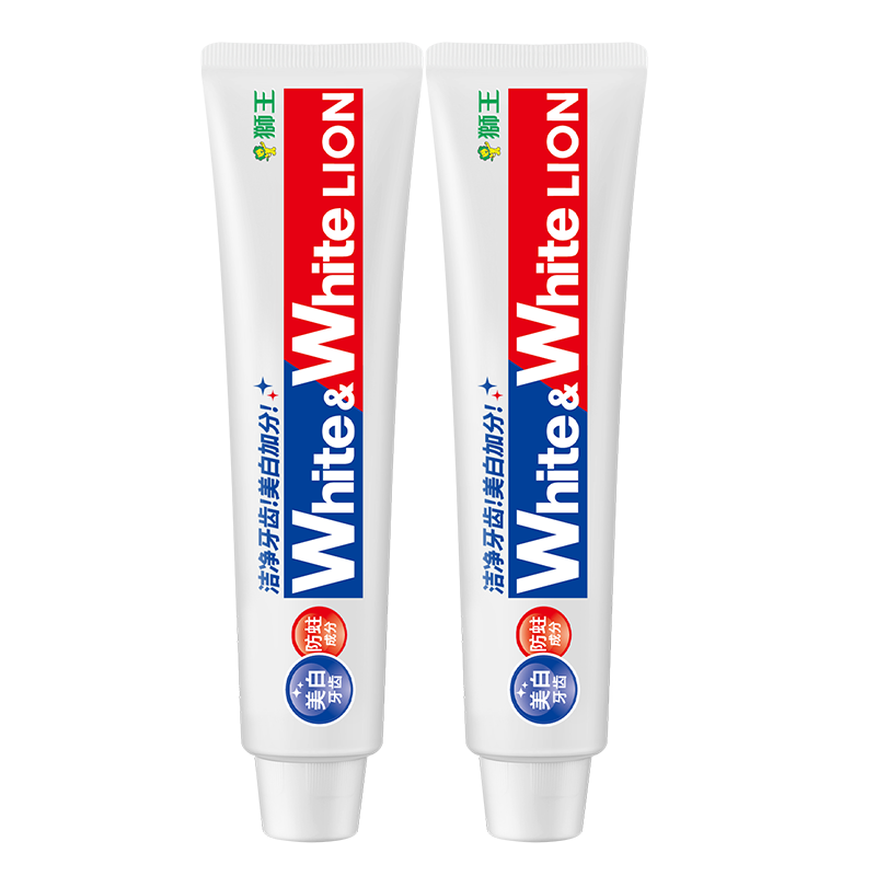 狮王葡萄柚小苏打益生菌清新口气 氨基酸护龈牙膏美白牙膏大白管  白桃120g+青柠120g