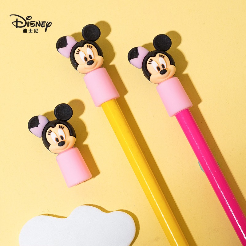 迪士尼(Disney)铅笔笔帽3个装 硅胶铅笔套/铅笔延长器 可爱卡通小学生铅笔盖 米妮E0301M2