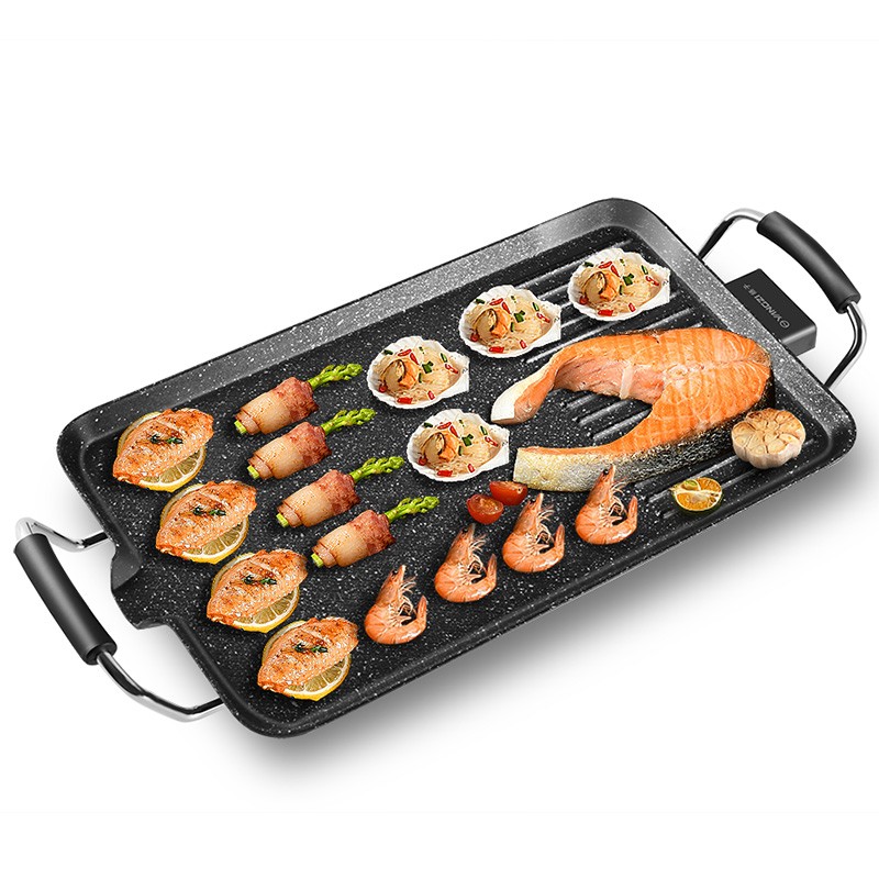 扬子电烧烤炉家用无烟不粘锅烤肉机电烤盘涮烤韩式多功能室内火锅一体锅烤鱼铁板烧煎烤机烤牛排烤串机电煎锅 41*24CM 1360W（七件套）（1-4人）