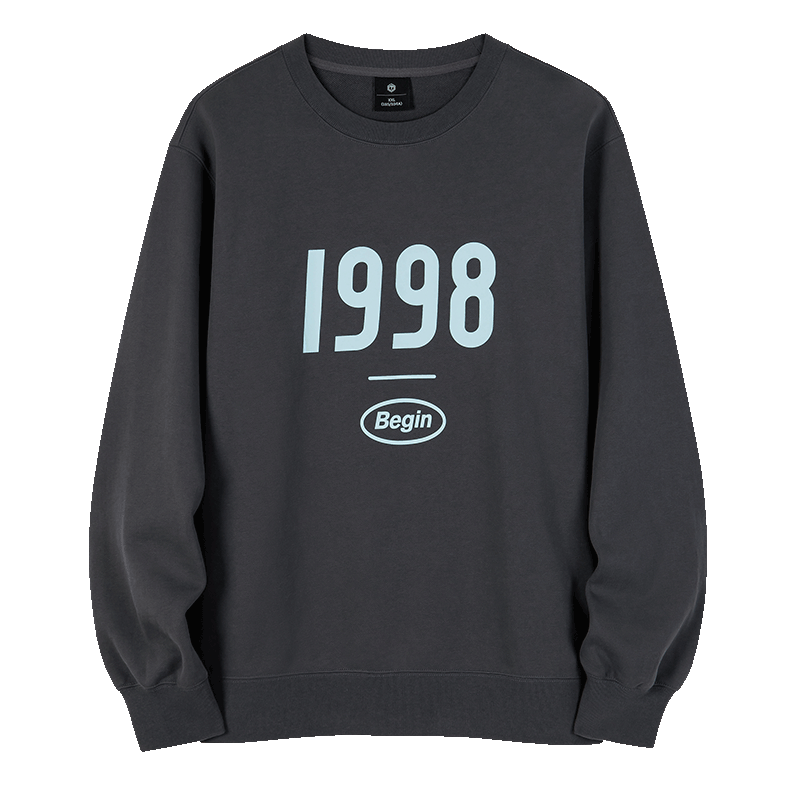 京东京造卫衣男印花秋季宽松美式圆领衣服男装外套男百搭 深灰 L