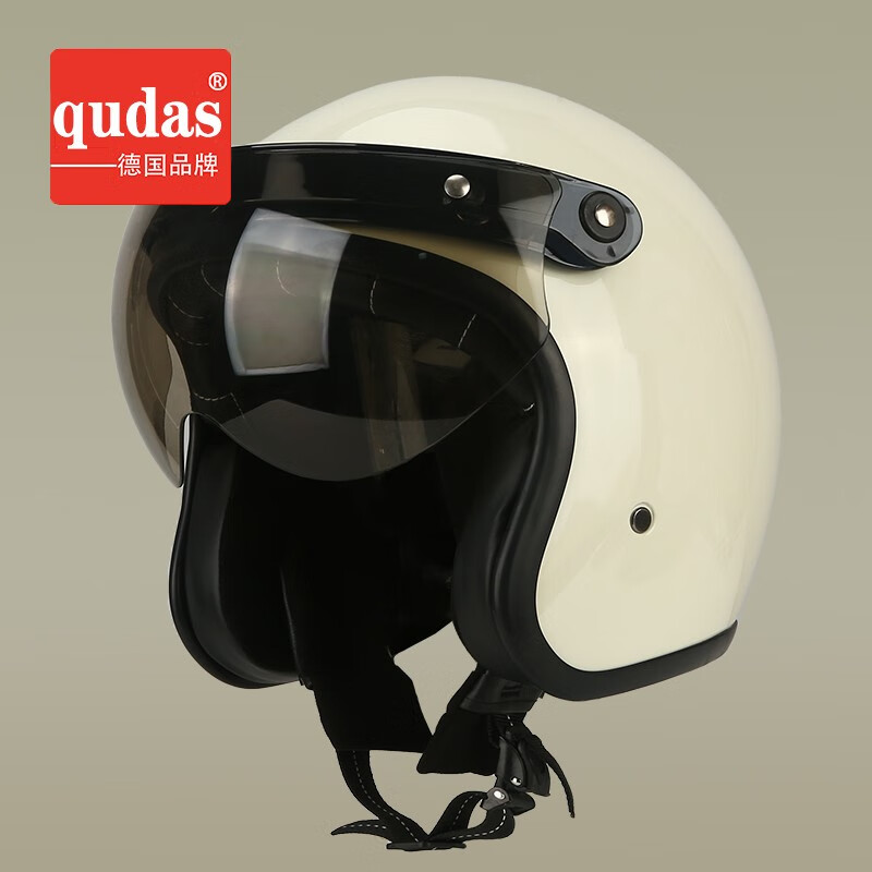 奇达士(qudas)德国进口品牌复古摩托车头盔男3c认证机车女四分之三盔
