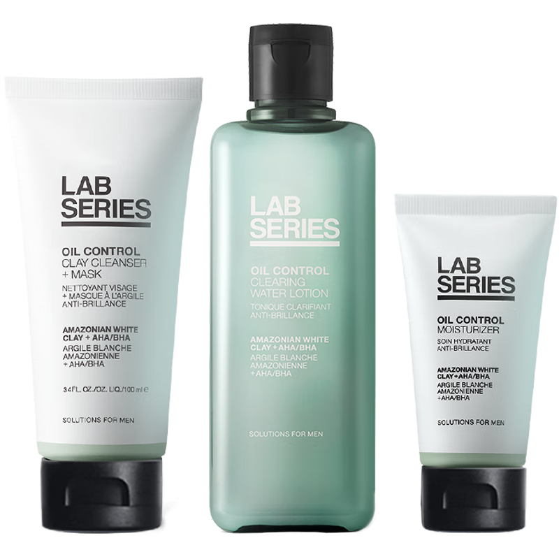 LAB SERIES 朗仕净透三部曲（洁面100ml+水200ml+乳液50ml）男士护肤套装