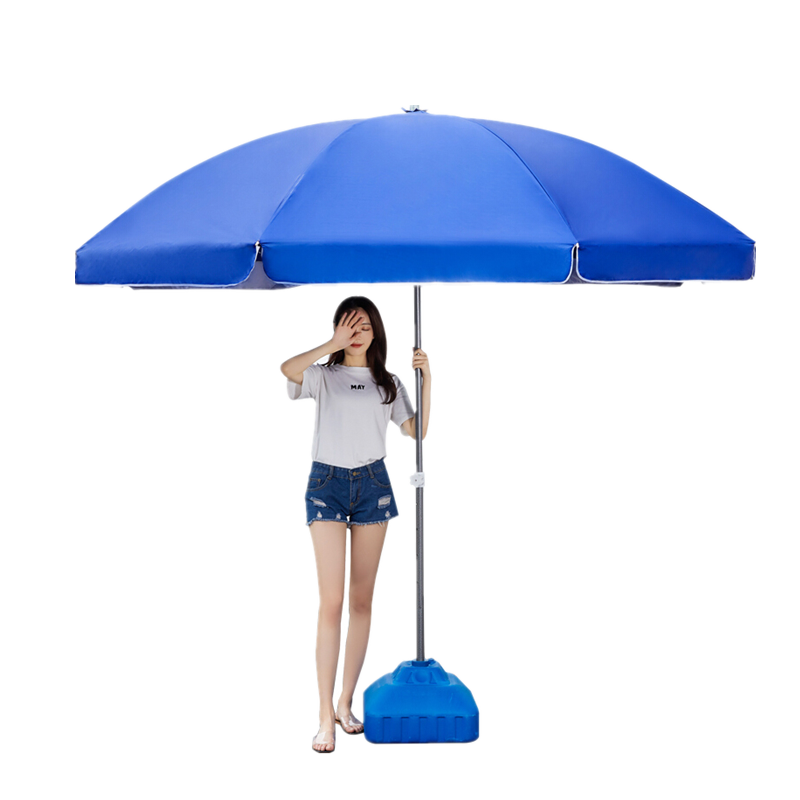 户外遮阳伞庭院伞太阳伞遮阳伞大雨伞超大号户外商用摆摊伞广告伞印刷定制折叠圆伞 【升级加厚】2.4米蓝三层架/银胶加厚