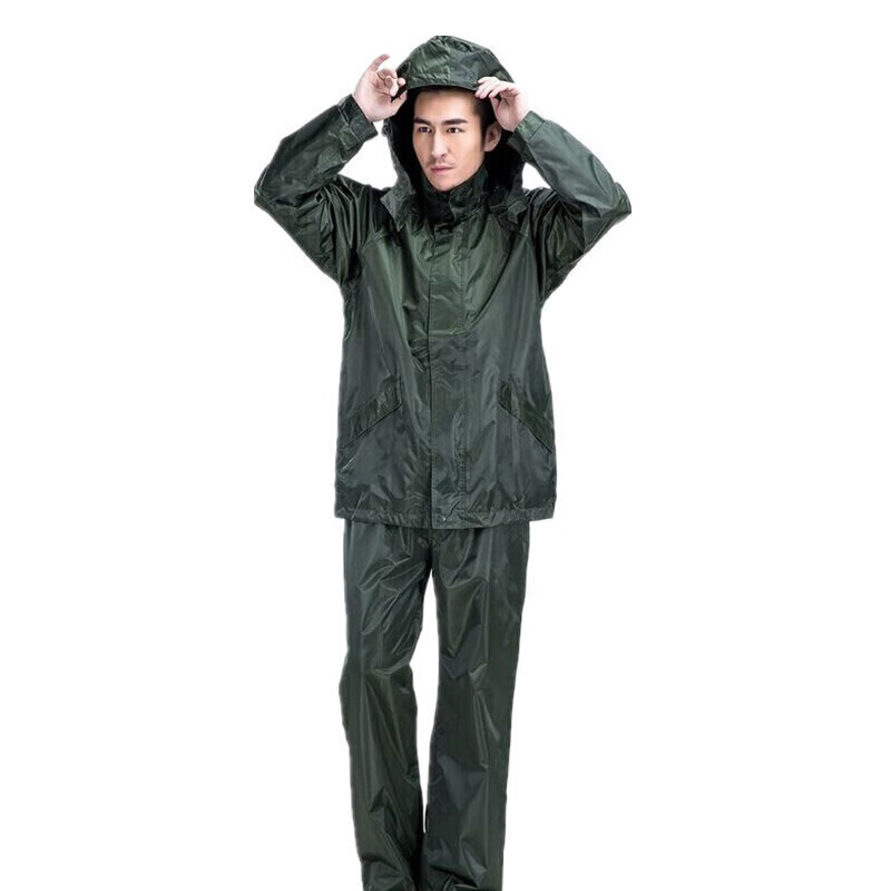 戌卫 抗洪抢险雨衣男军迷分体式橄榄绿雨衣雨裤套装外卖员保安执勤雨衣 武雨衣直口袋 175/XL