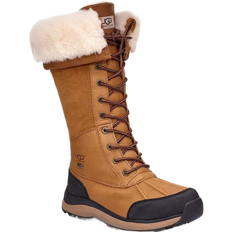 UGG 户外高筒雪地靴女防水棉靴防滑马丁靴厚底靴子滑雪耐寒时尚新款 深棕色 加绒 39 码=US8