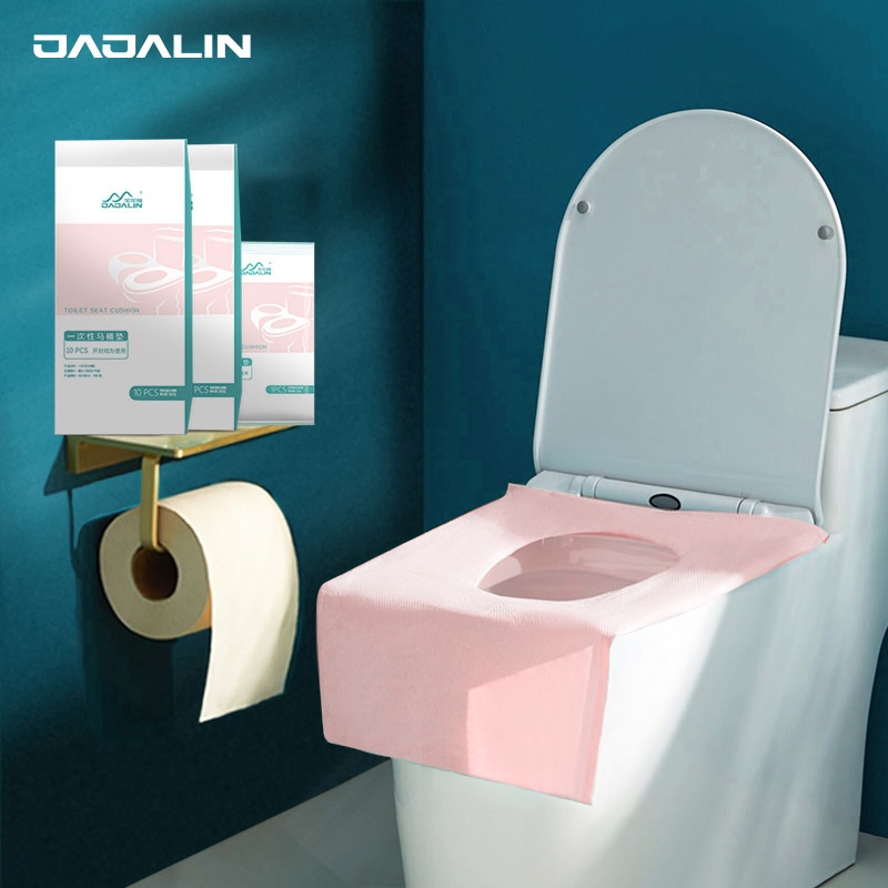 加加林（JAJALIN） 一次性马桶垫 坐便套旅行粘贴厕所便携产妇旅游必备坐便器坐垫纸加长10片装粉色