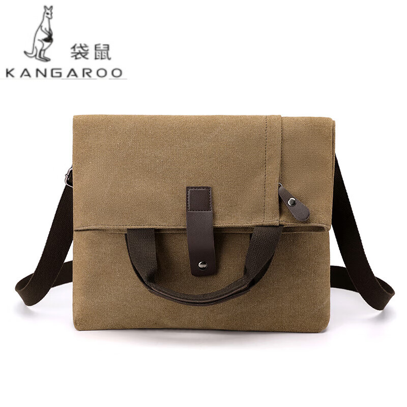 袋鼠(kangaroo)轻奢品牌帆布包包男士生潮牌休闲手提包袋大容量斜挎包