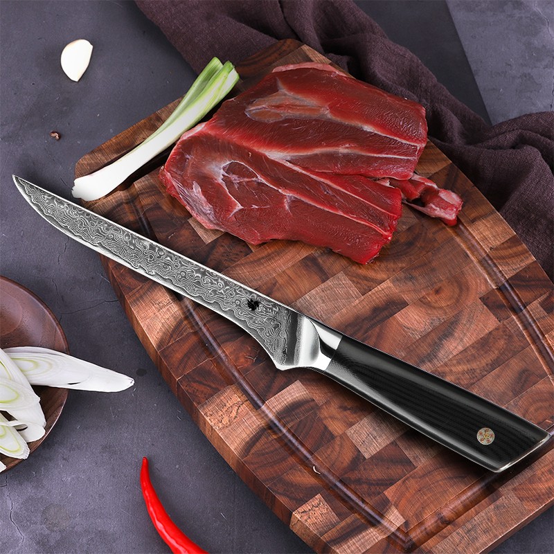 swityf 大马士革分割刀肉联厂专用刀剔肉刀锻打专业刀尖刀 机甲分割刀