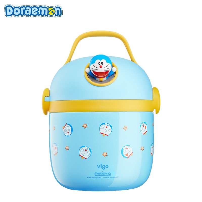 哆啦A梦Doraemon联名款公仔保温饭盒 天蓝色 1200ml