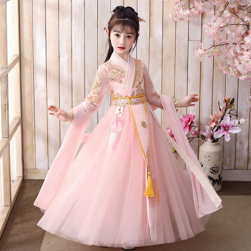 小女孩汉服夏季儿古装童小公主古代仙女衣服装中国风超仙2021新款唐装