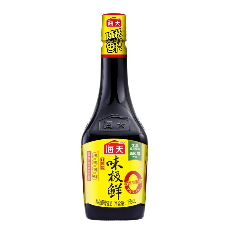 海天酱油零添加味极鲜750ml 0添加防腐剂/添加剂 高端酿造特级生抽 零