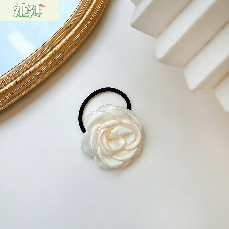 夏季发绳2021年新款女夏季网红扎头发发圈气质头花橡皮筋发饰 白色