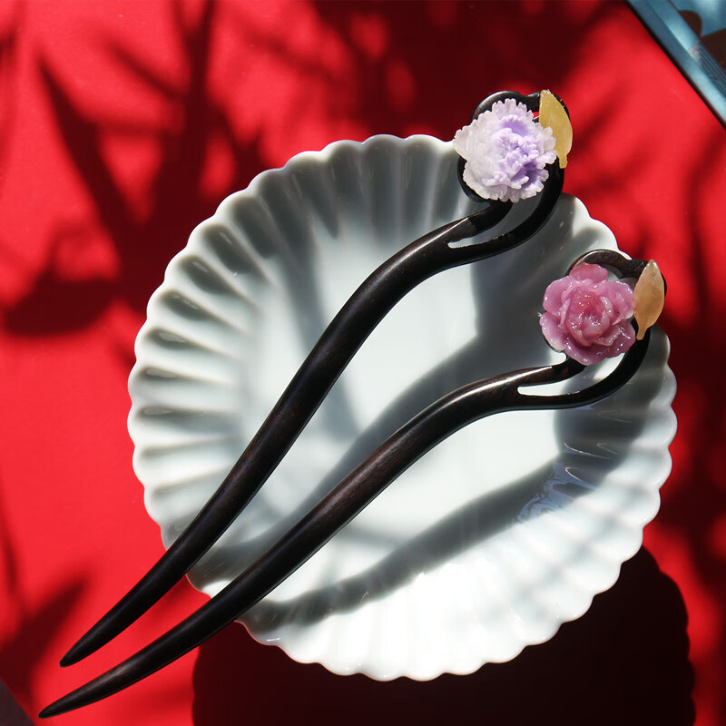 牡丹语古典檀木发簪古代宫廷汉服女头饰气质