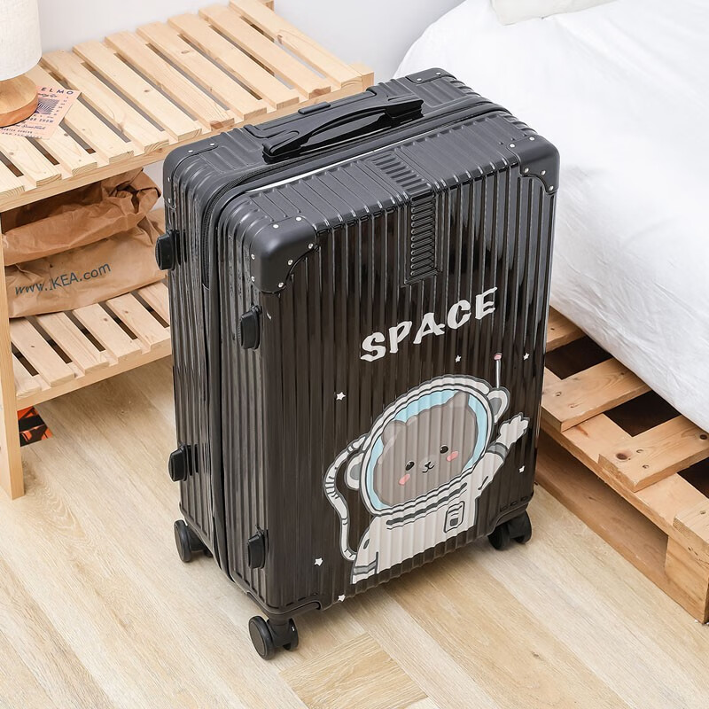行李箱潮流彩绘印花拉杆箱耐磨抗压万向轮密码旅行箱男 太空小熊 26