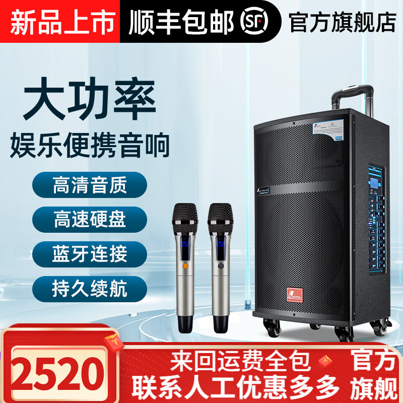 丹唛仕 原装户外拉杆音箱三分频专业大功率舞台音响无线蓝牙直播广场舞音响套装15英寸木质音箱 815+(15寸 三分频) 大礼包