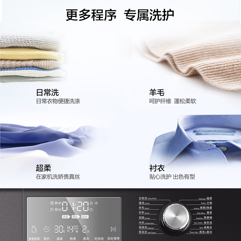 海尔（Haier）滚筒洗衣机全自动 双重除菌 锶泉亲肤洗 高温除螨10KG节能变频 EG100MATE5S