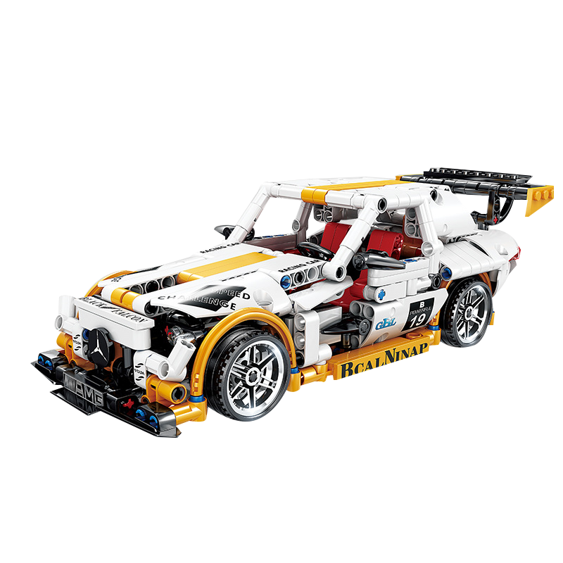新诚优品 汽车积木玩具拼装跑车机械工程师赛车高尔夫GTI可改装回力功能 男孩礼物礼品 AMG GT3