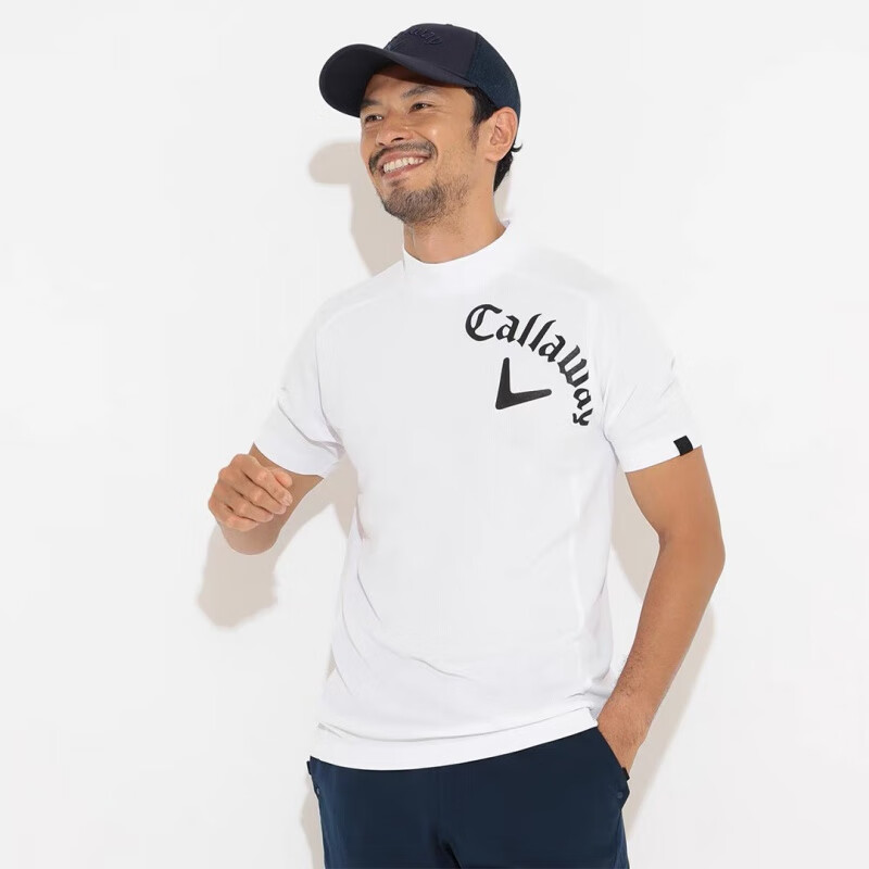 花乐集日本高端品牌高尔夫服装男士户外运动短袖t恤上衣速干透气 白色