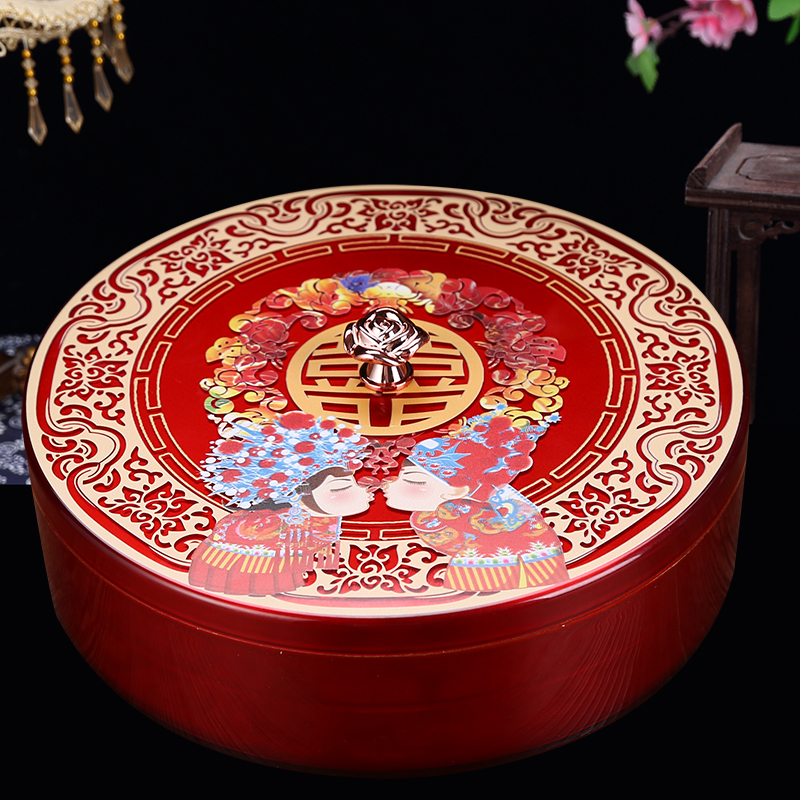 钵至点心盒分格 点心盒 点心盒干果盒 结婚糖果盒红色喜盘家用盘子客