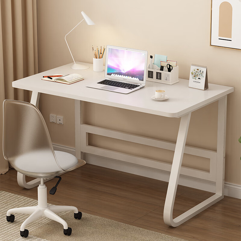台式电脑桌办公学生写字书桌出租屋小桌子工作台 白架白色板材 u型 60