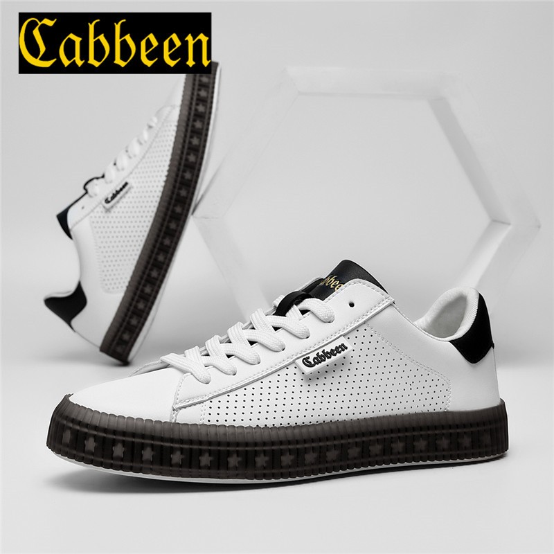 cabbeen/卡宾男鞋潮流百搭秋季2021新款黑尾小白鞋男低帮潮鞋男韩版