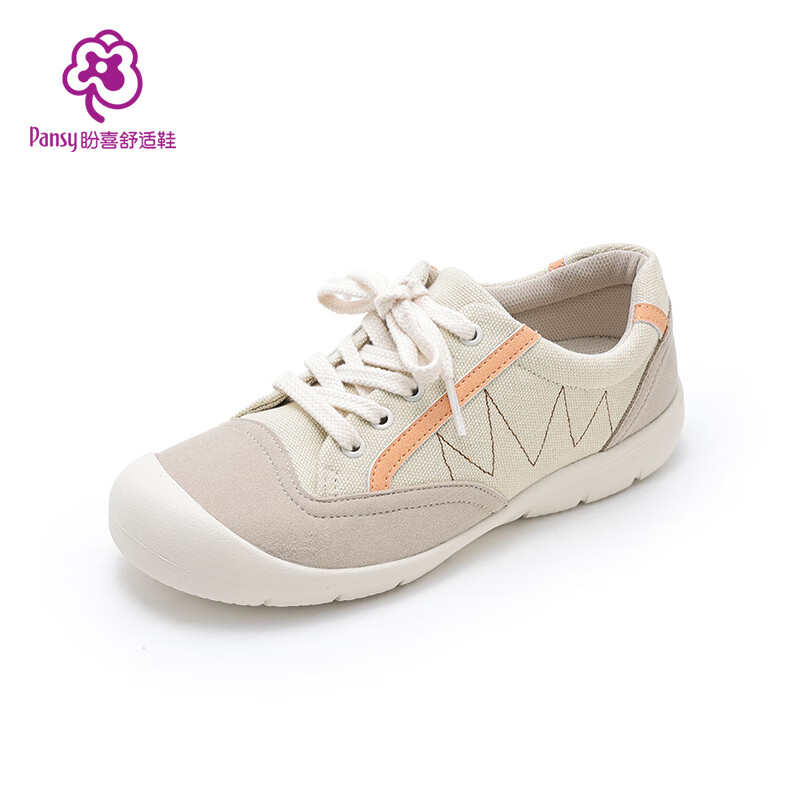 Pansy日本女鞋轻便圆头宽胖脚拇外翻软底舒适鞋健步鞋4102 米色 36