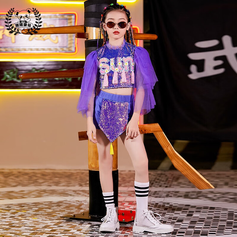 儿童走秀潮服儿童走秀潮服时尚t台模特女童爵士舞服装