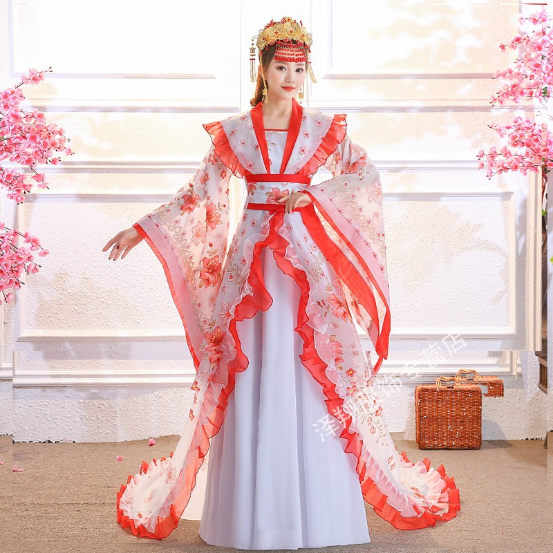 京佑(jinyu)古装服装贵妃仙女拖尾汉服女中国风摄影大唐公主演出服