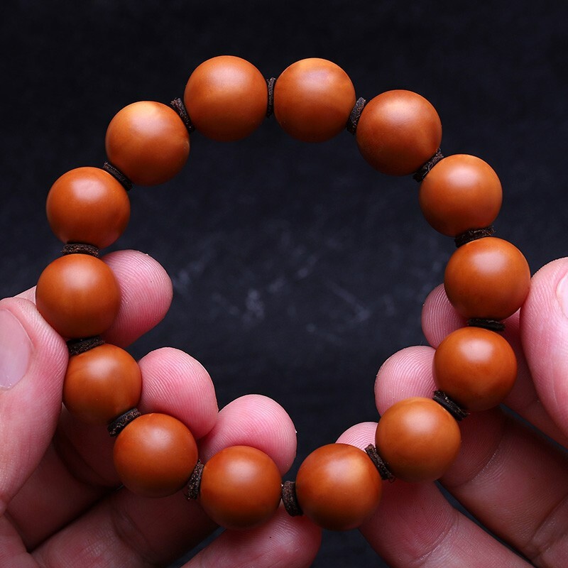 顶盈 天然橄榄核正圆光珠 核雕胡纯手工素珠 文玩配饰挂件款珠手串19