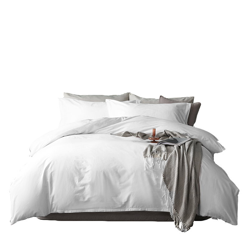IOVO 然牌 三件套 床上用品 床单被套 纯白色 1.2米床 (被套155*210cm)