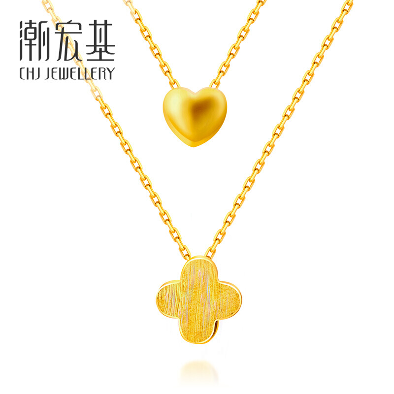 潮宏基 CHJ JEWELLERY 四叶草之恋 足金黄金项链女款 计价 XQG30000327 约4.1g约42cm