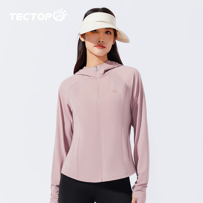 探拓(TECTOP)户外冰丝防晒衣女春夏透气冰感防紫外线UPF200+皮肤衣轻薄防晒服 皮粉色 S