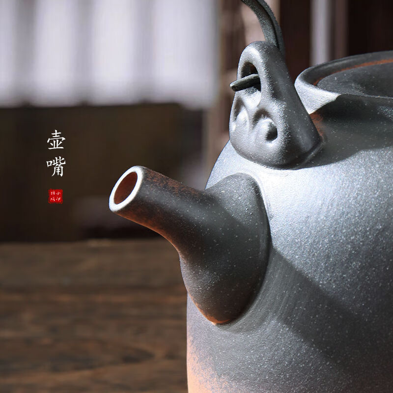棉小城潮州明火陶壶提梁壶耐热加厚煮黑茶烧水陶瓷壶大容量复古泡茶壶 750ml圆满提梁壶+藤垫 750ml
