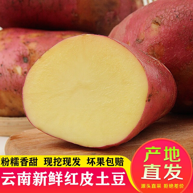 云南红皮黄心土豆新挖新鲜小土豆农家自种大马铃薯洋芋 5斤中土豆(鸡蛋大小)