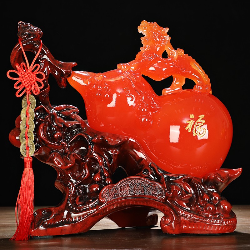 珠观玉赏福葫芦摆件店铺开业乔迁搬家礼物金蟾蜍电视柜工艺品客厅家居